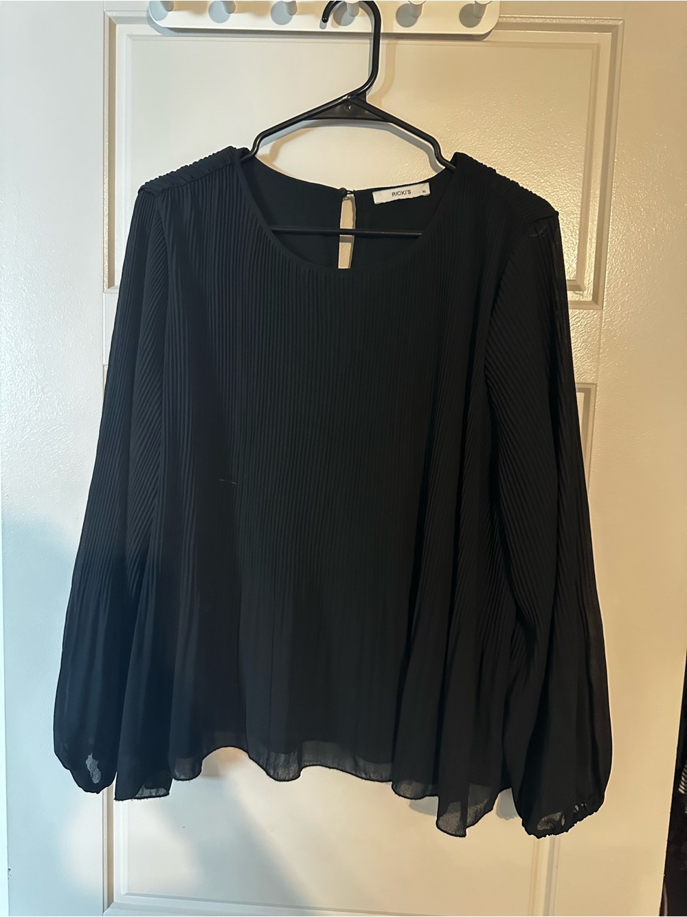 Ricki’s Black Pleated Long-Sleeve Blouse